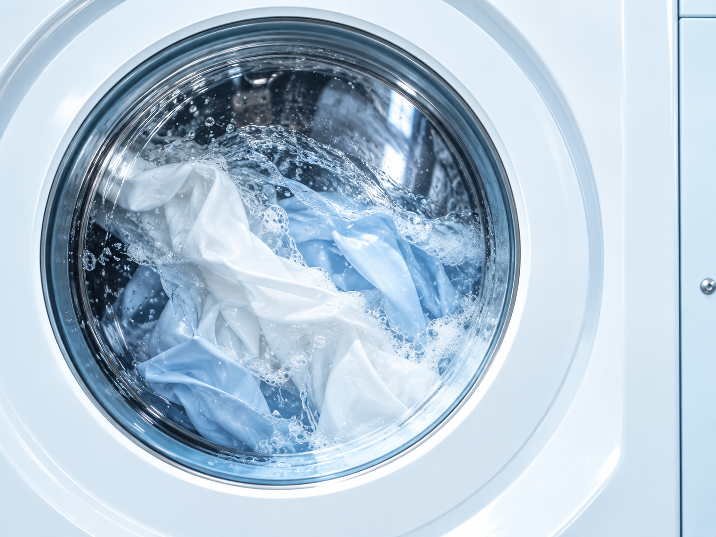洗濯機で衣類を洗う様子